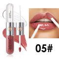 Women's lasting lip gloss tube showing available colours with 6ml moisturising formula