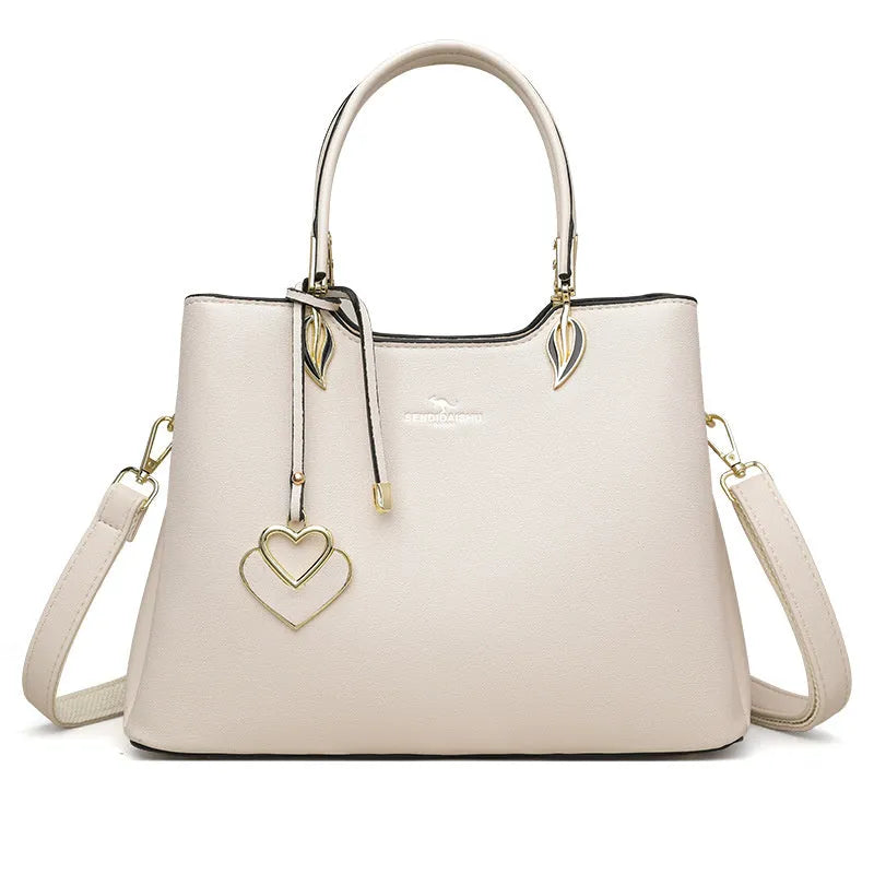 Women's messenger bag with multi-layer shoulder strap in seven colour options