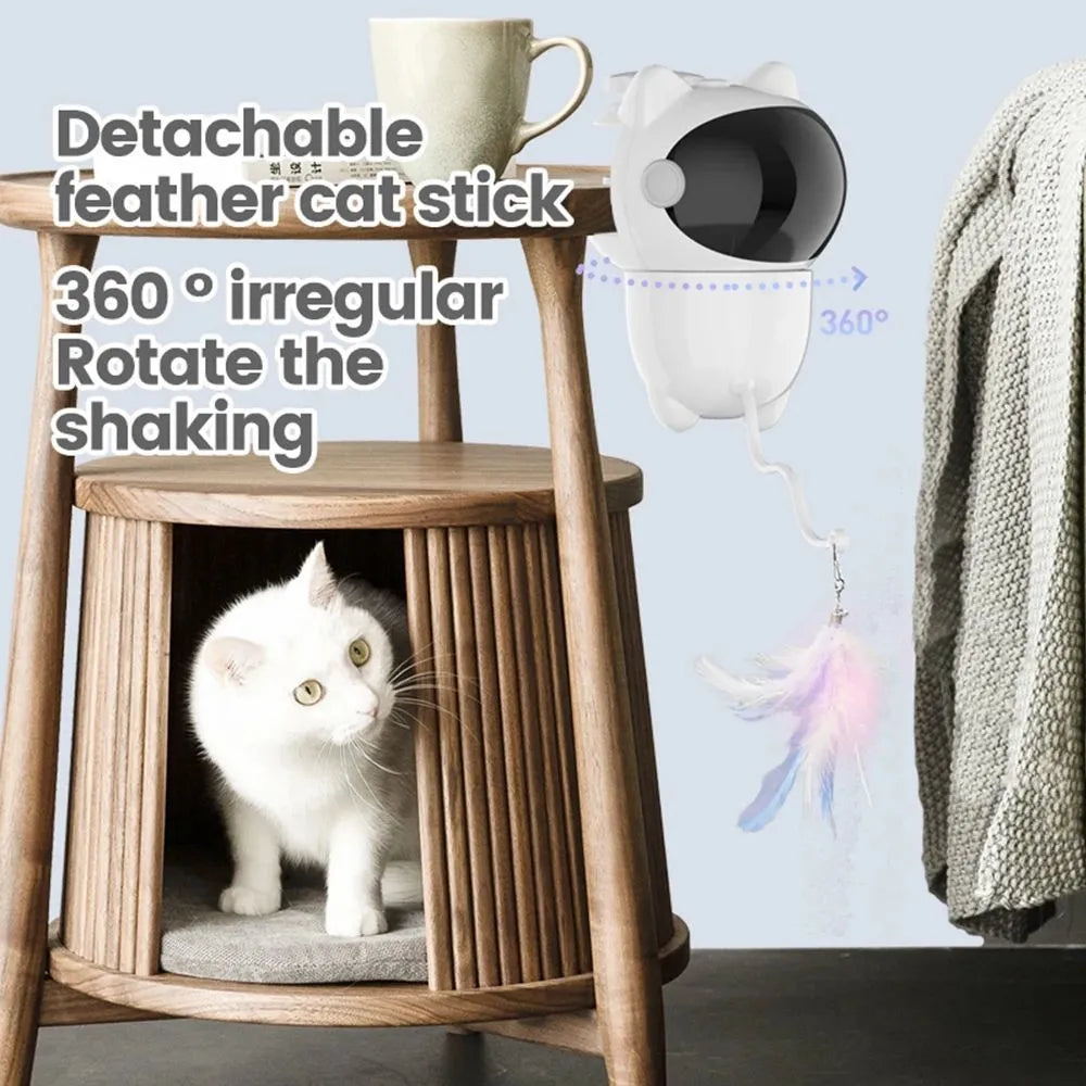 White ABS intelligent cat laser toy with automatic random moving red dot