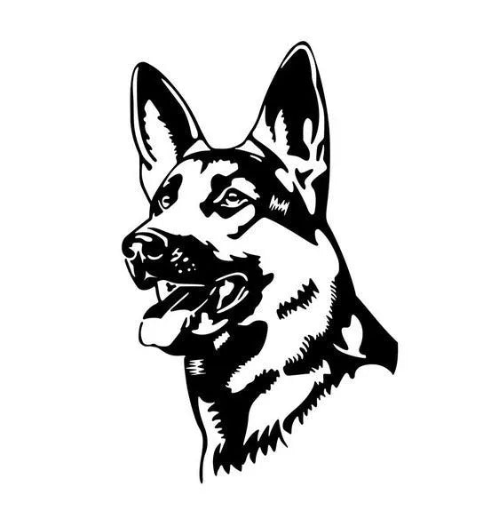 Reflective Alsace Shepherd dog bumper sticker showing detailed breed pattern