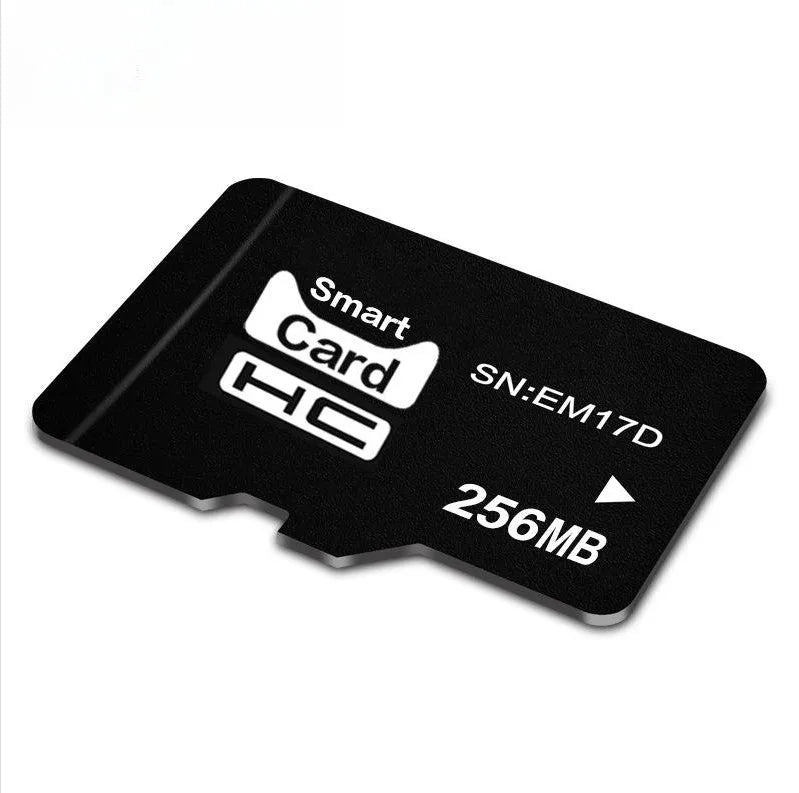 256MB TF memory card on white background, showing compact 11mm by 15mm size.