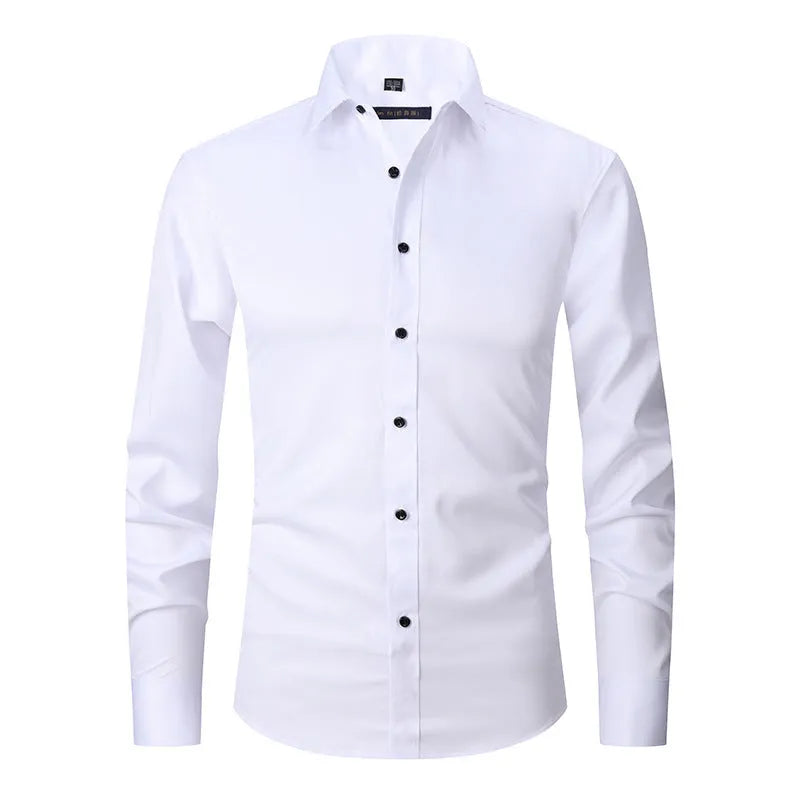 Men's stretch long sleeve work shirt in polyester available in multiple colours with Asian fit sizing