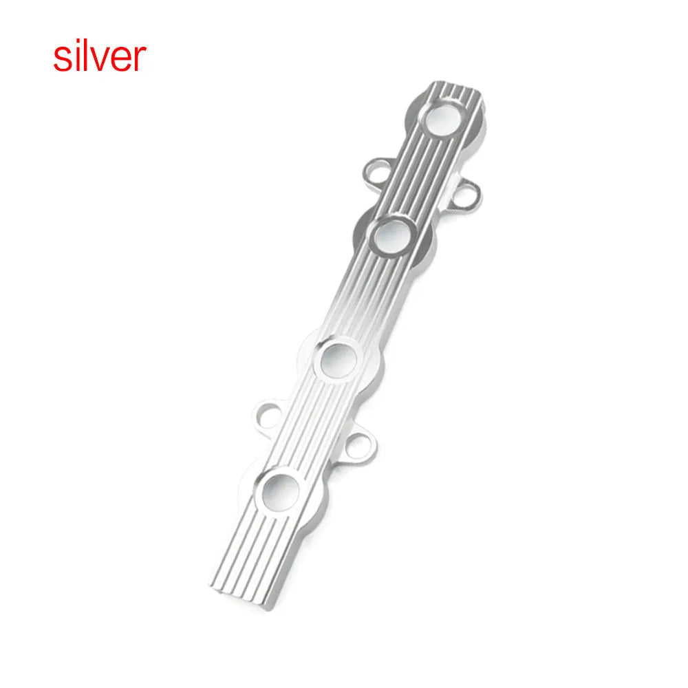 Aluminium alloy engine harness mounting bracket in blue, red, and silver colour options.