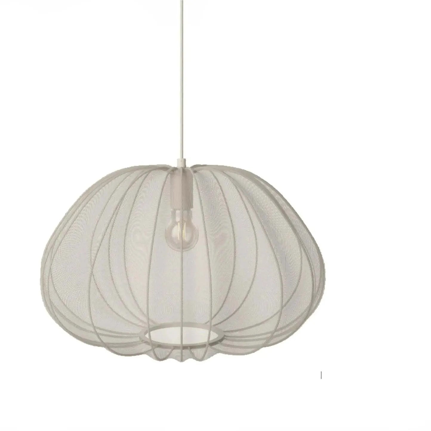 Japanese-style net pumpkin ceiling lamp in grey blue with branch design and LED lighting