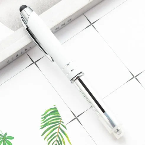 Metal multifunctional stylus pen with ballpoint and LED light in five colour options