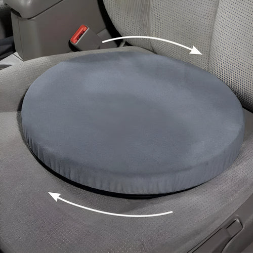 360-degree rotating car seat cushion with non-slip base and plush cloth cover