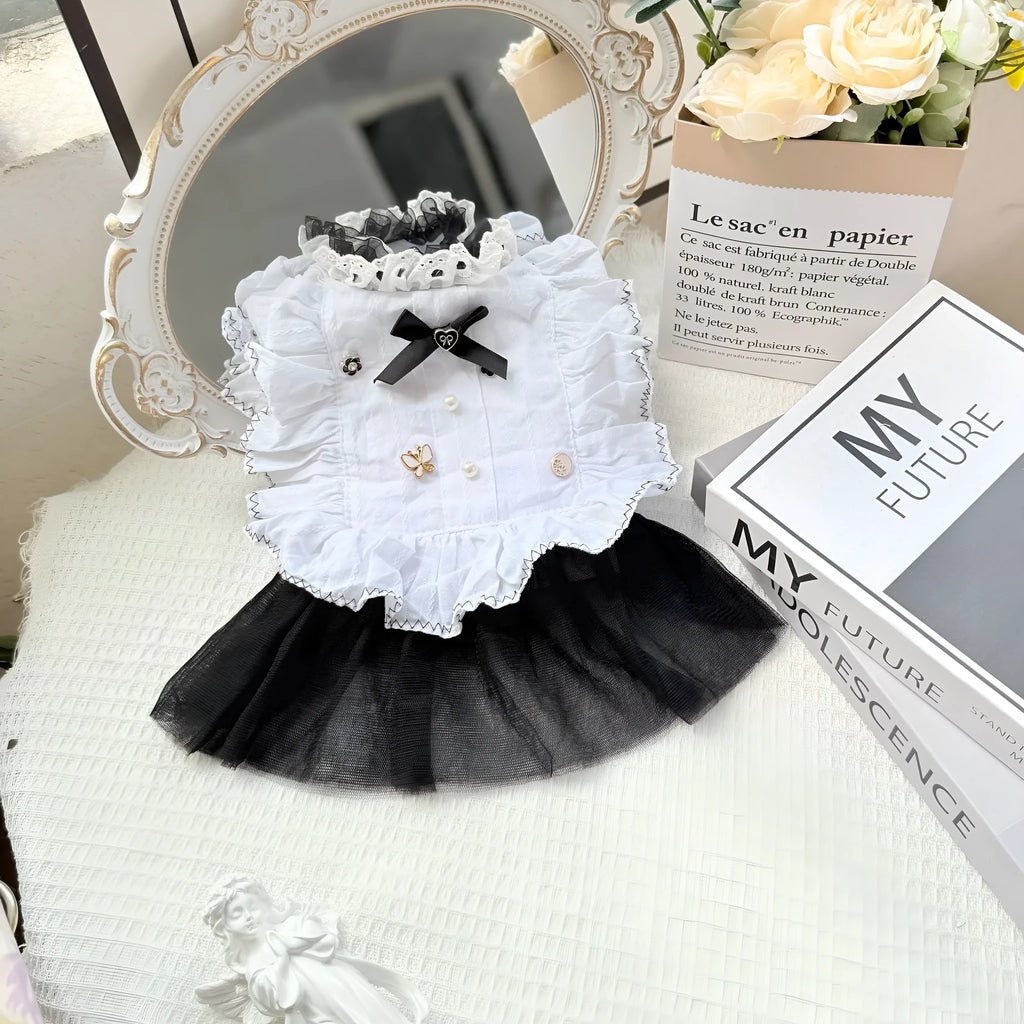 White polyester waltz gauze skirt pet clothing for small dogs with princess styling