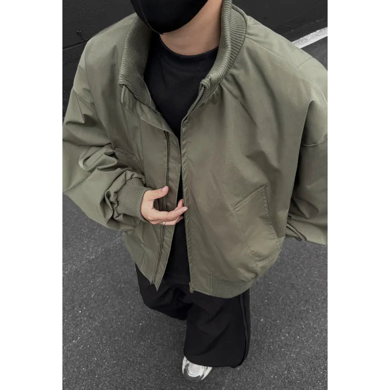 Men's cleanfit short jacket in solid colour polyester with side seam pockets, black colour option