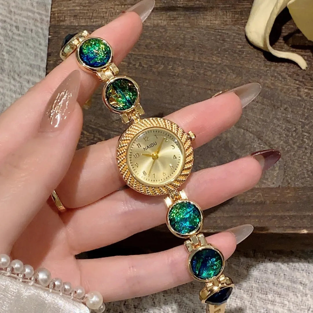 Women's quartz watch with 25mm round dial in choice of six colours including cherry powder and dark green