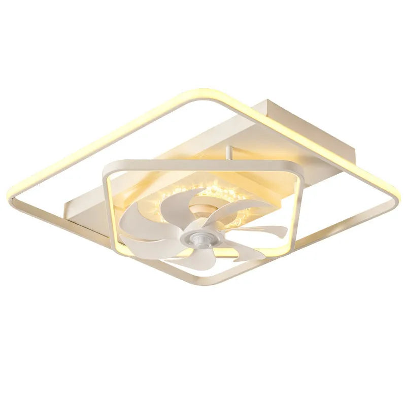 Modern thin-suction ceiling fan with integrated light fitting, 110cm diameter with acrylic shade