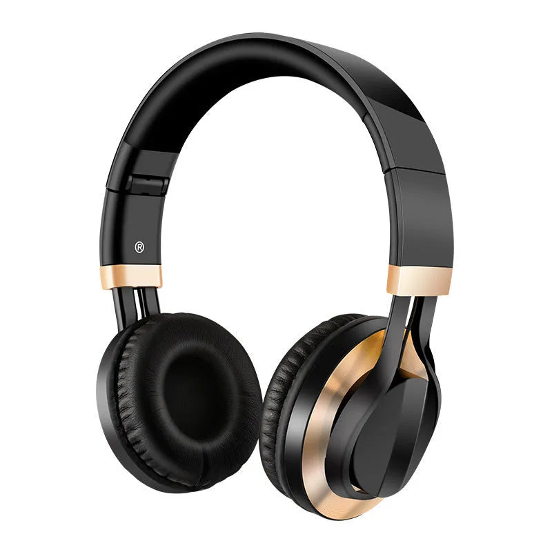 Wired over-ear headphones with microphone in black, black gold, or black red colours