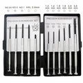 TH-6177 11-piece clock screwdriver set with cross and slotted tips on a workbench