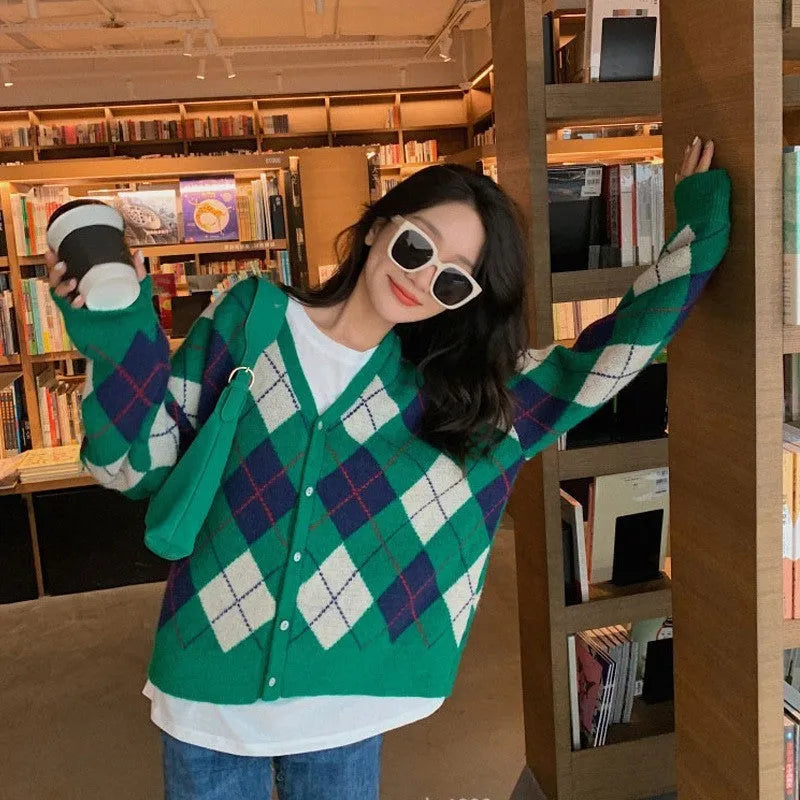 Japanese Korean style acrylic knit casual cardigan in macaron colours with regular sleeves