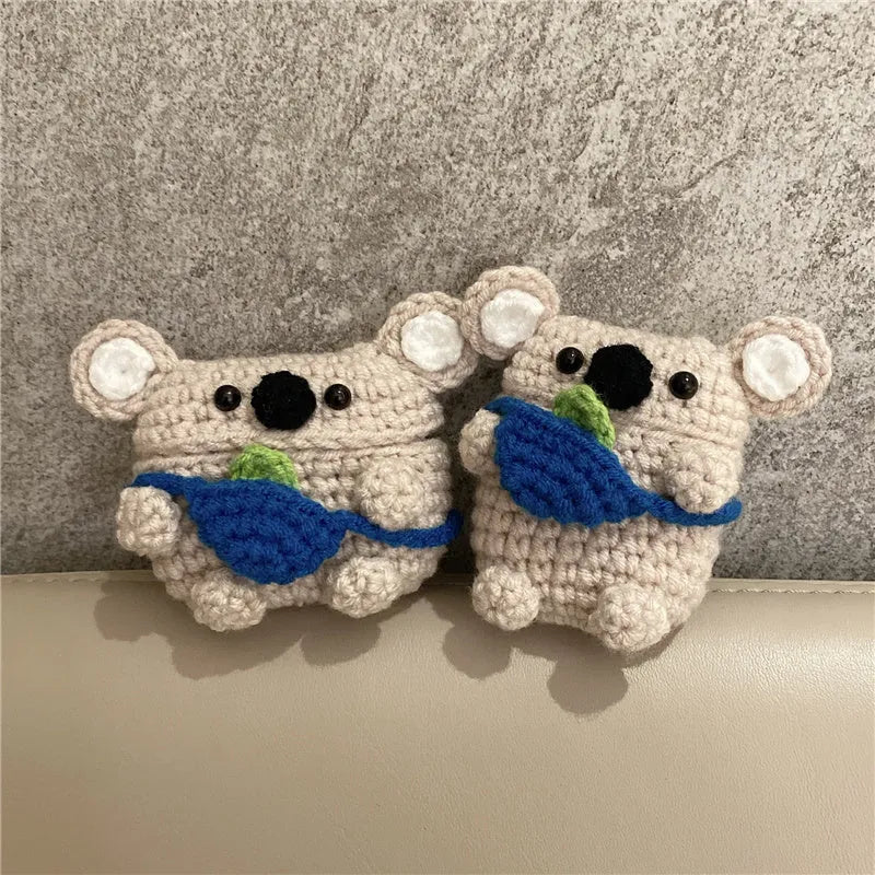 Handmade knitted koala bear earphone protective cover for Apple AirPods charging case