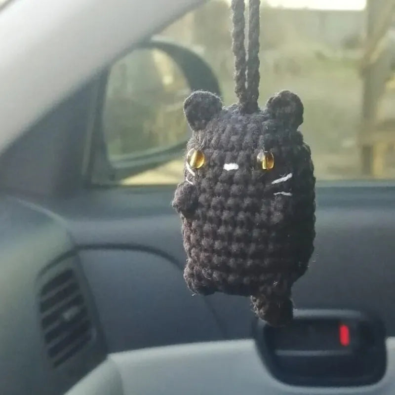 Plush hand-woven car hanging ornament with Halloween cartoon design on polyester fabric
