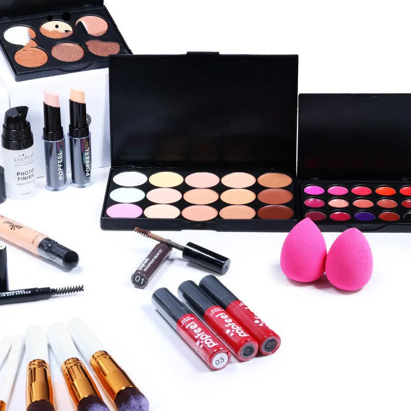 Beginner makeup set with concealer, eyeliner, and eyebrow pencil in natural colour