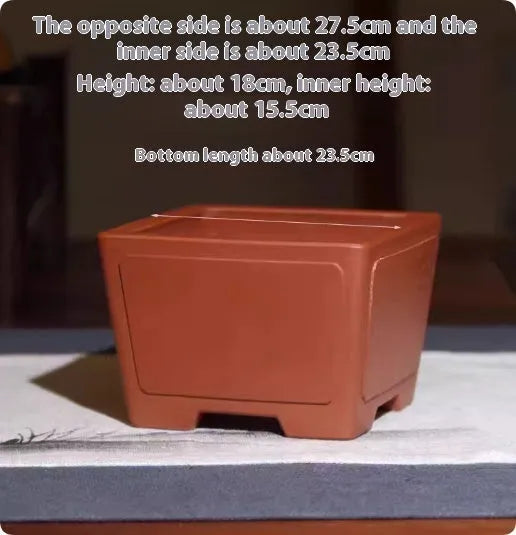 Purple clay square succulent bonsai pot with classical design for plant display