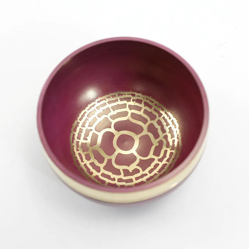 Handmade colourful Himalaya singing bowl percussion instrument, 7.8cm diameter.