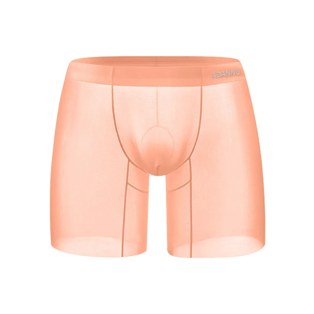 Men's seamless low-waist boxer shorts in orange nylon fabric