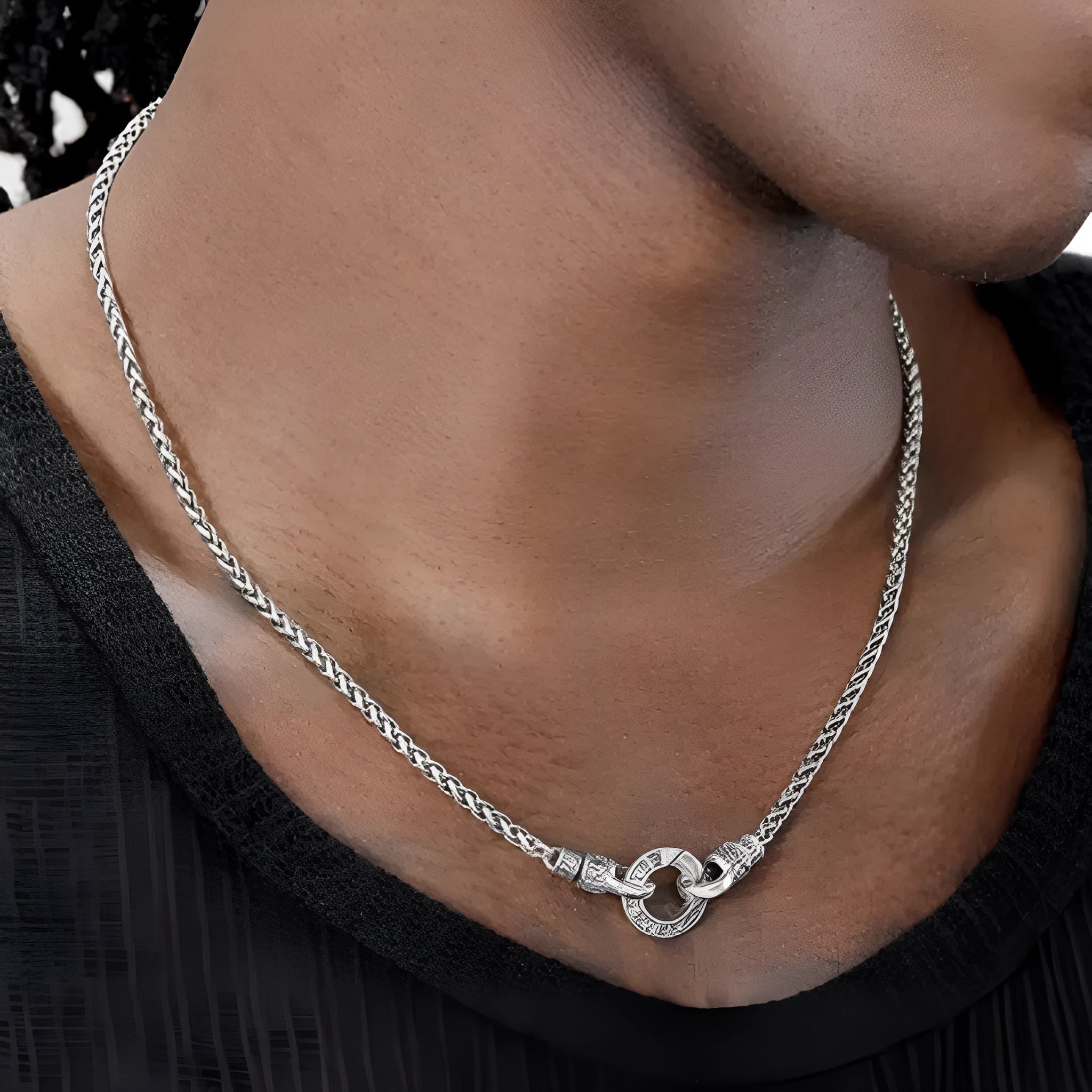 Minimalist S925 sterling silver clavicle necklace for women on a model.