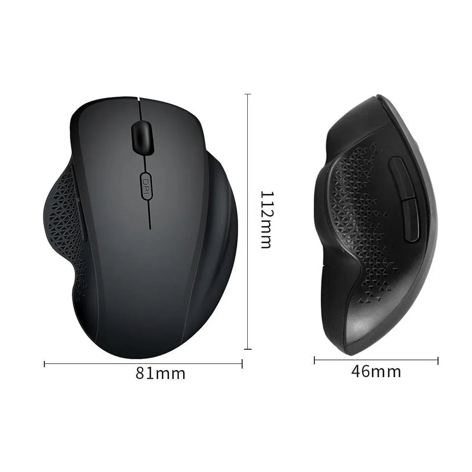 Self-charging wireless mouse for laptops in black or grey with compact design and charging cable