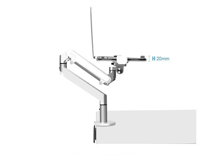 Silver aluminium alloy laptop arm bracket stand with hover design for adjustable height