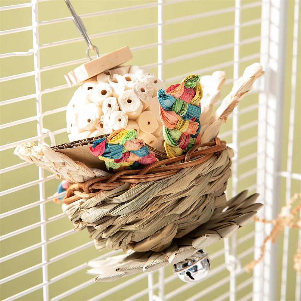 Three-type parrot gnawing toy bundle for medium to large birds