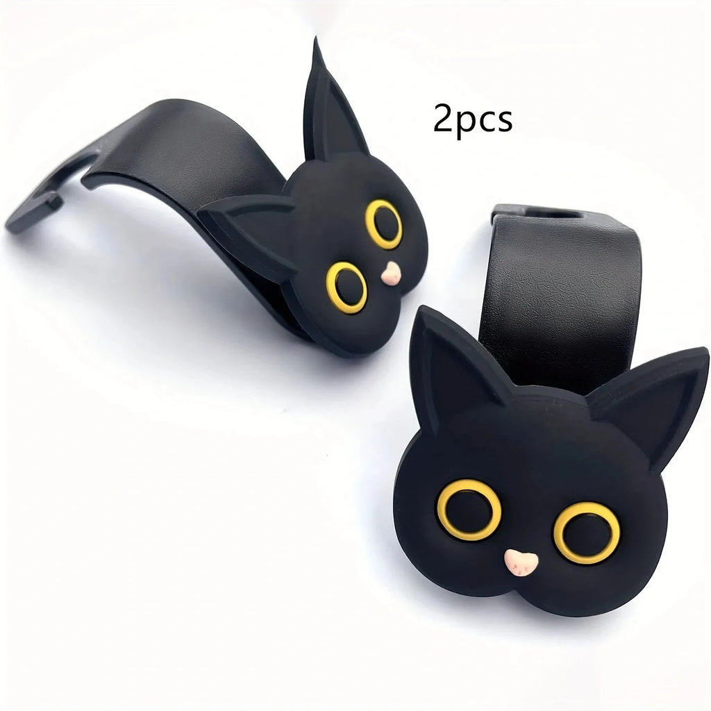 Cartoon cute car seat rear back hook made of ABS in black colour, sold in multiple pack options