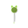 Self-cleaning pet grooming comb for cats in greenish white colour with stainless steel teeth