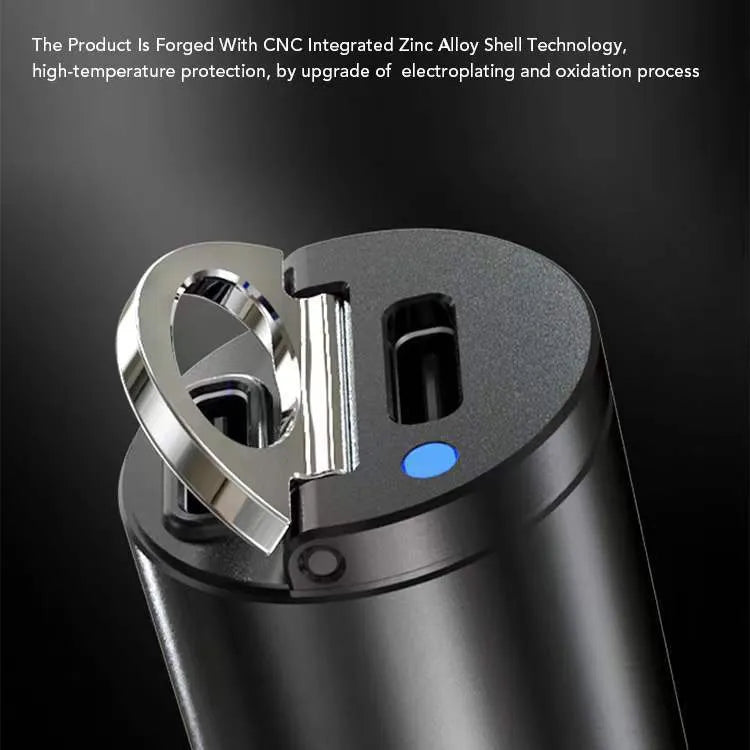 Black car cigarette lighter charger with dual USB ports for vehicle device charging