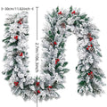 Artificial rattan Christmas garland with white flocking snow decoration draped across a mantelpiece