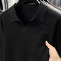 Men's loose fit casual pullover sweater in green, black, camel, or brown colours
