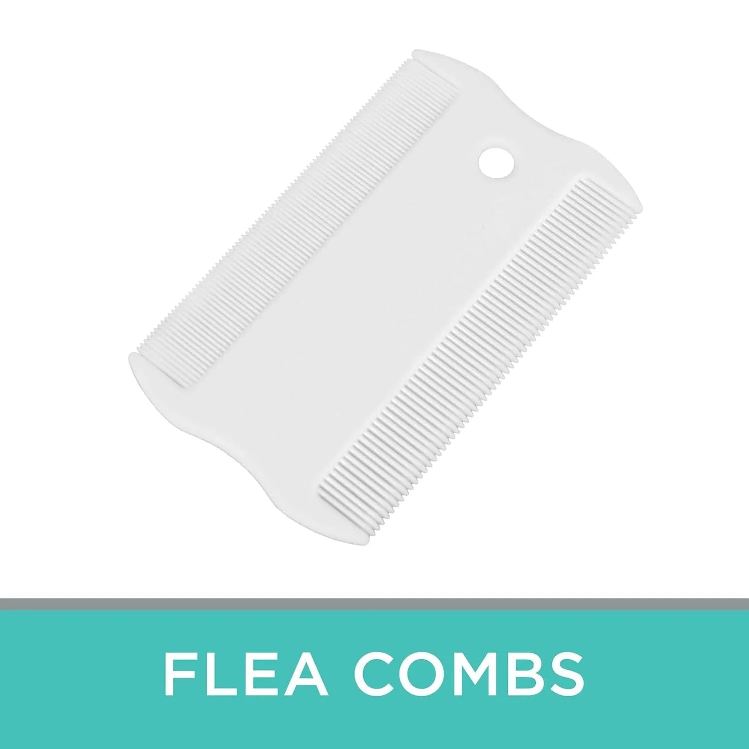 Double-sided plastic flea comb for pets with dense teeth for flea removal and face grooming