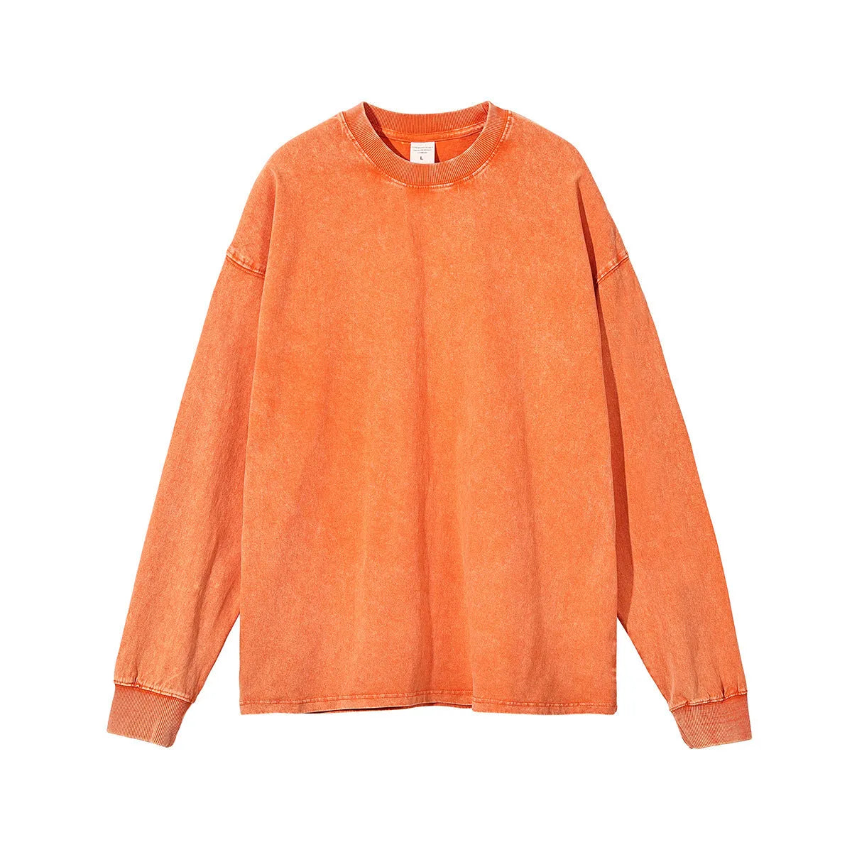 Men's vintage washed cotton batik pullover in loose fit with long sleeves