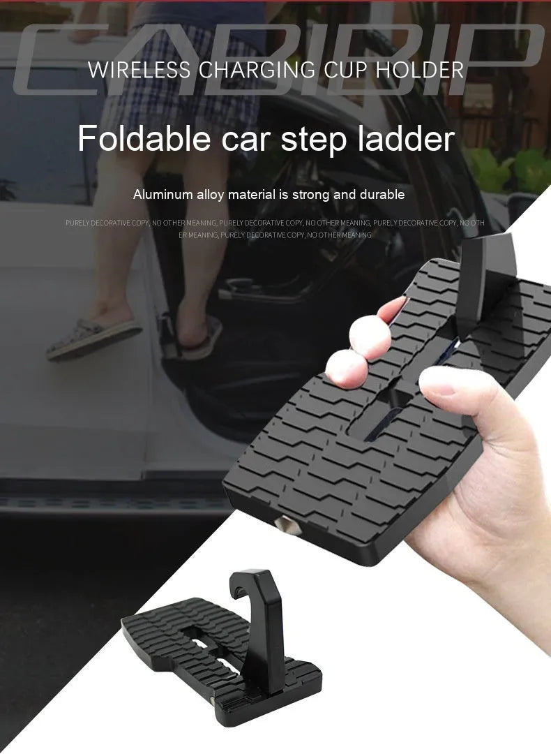 Foldable aluminium car side door auxiliary ladder pedal for roof rack access