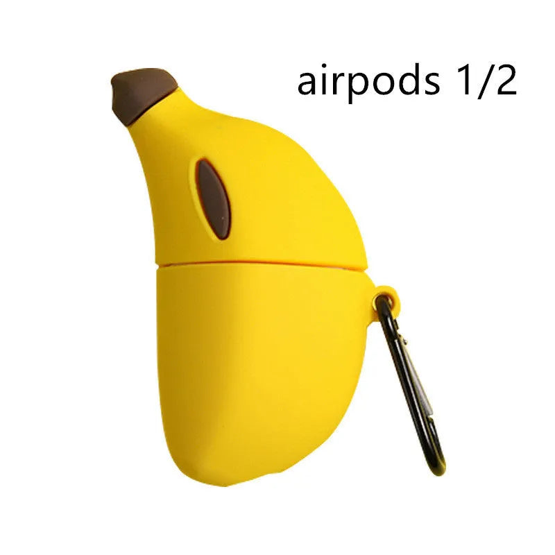Yellow banana-themed silicone protective case for AirPods Pro wireless Bluetooth headphones