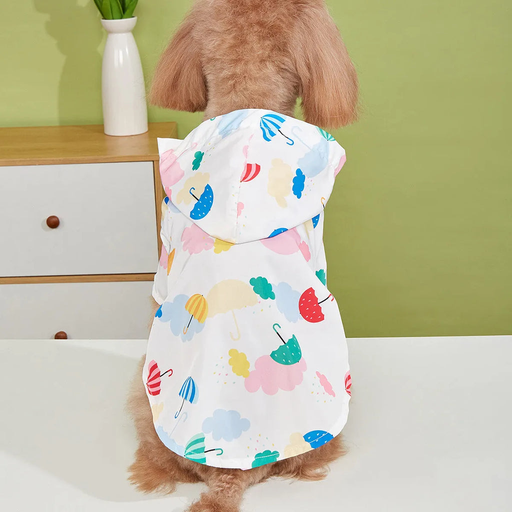 Cartoon umbrella pattern dog raincoat in polyester available sizes XS to XL