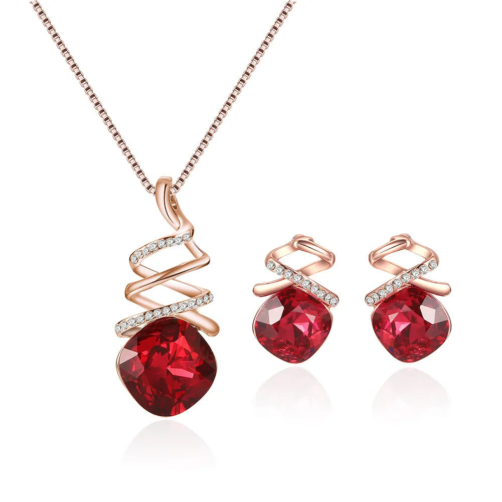 Women's alloy bridal jewellery set with necklace and earrings, water wave chain, colour 61172321