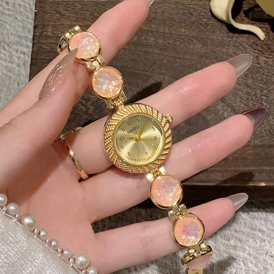 Women's quartz watch with 25mm round dial in choice of six colours including cherry powder and dark green