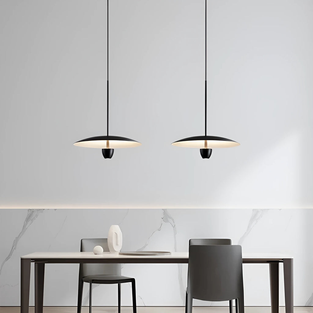 Black modern minimalist chandelier with warm light, 400mm size