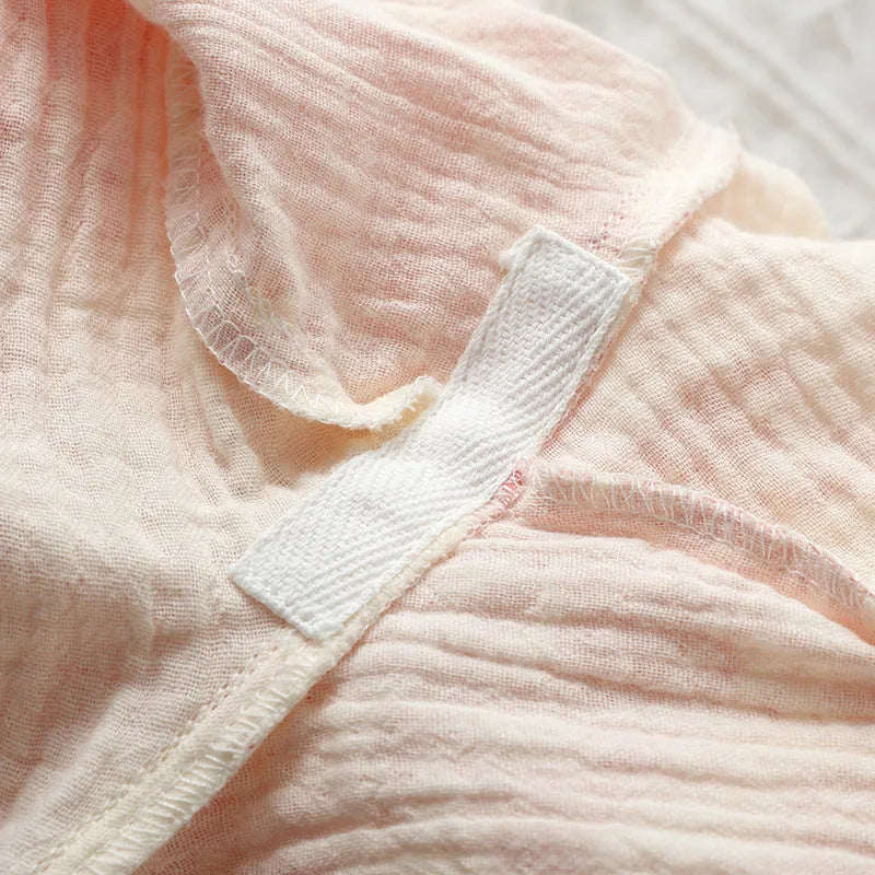 Women's pure cotton gauze loungewear set with lace-up trousers in frosted pine tree colours