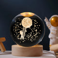USB-powered luminous crystal ball on wooden base desktop decoration with starry sky lighting effect