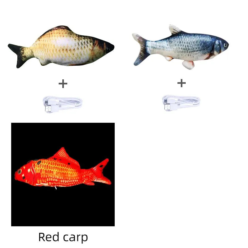 USB rechargeable electric jumping fish cat toy without catnip, 30cm multicolour electronic pet toy