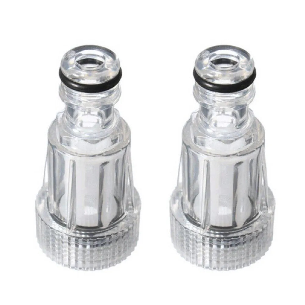 Transparent plastic inlet joint with filter screen for Karcher K2-K7 pressure washers
