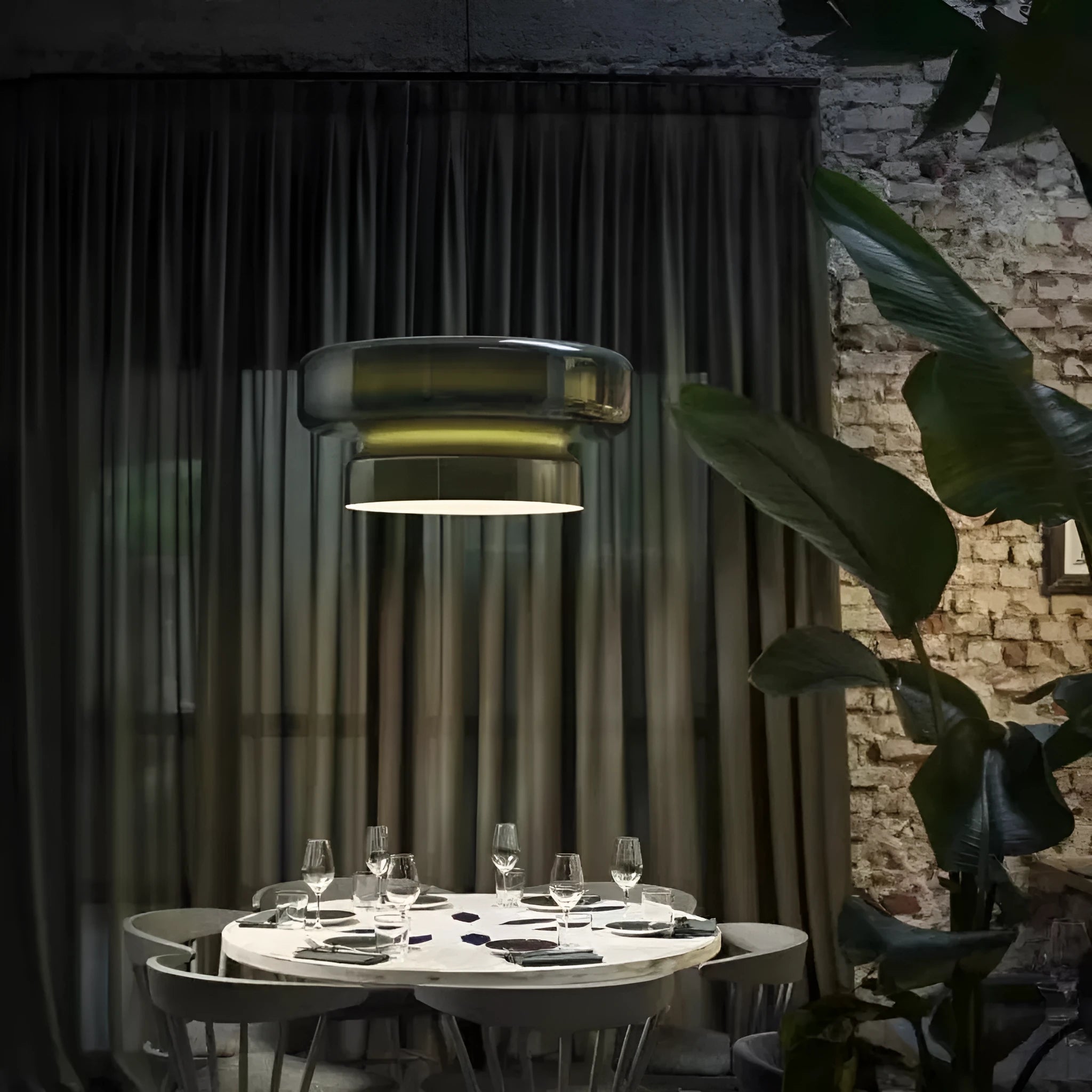 Modern glass chandelier in milky white, purple, green or brown colours for restaurant and bedroom lighting