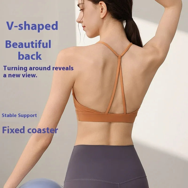 Women's high-strength nylon sports vest with fixed double-shoulder straps in five colour options