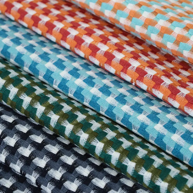 Geometric abstract modern minimalist yarn-dyed TIHUA pillowcase 45x45cm in orange, blue, green, and brown colour options