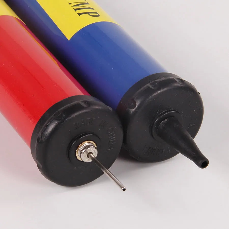 Mixed colour plastic manual pump for sports balls and balloons with portable cylinder design