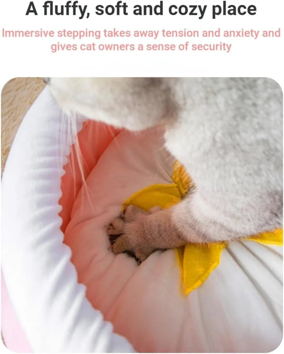 Pink honey pot-shaped cat sofa bed with magic wand decoration and a removable nest pad.