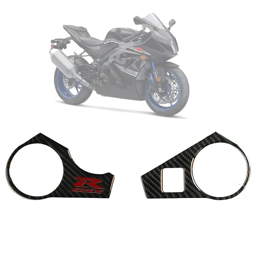 Black carbon fibre pattern adhesive sticker for Suzuki GSXR1000 L1 motorcycle upper connective plate.